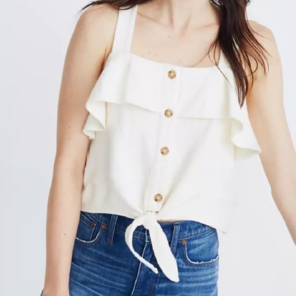 Texture & Thread Madewell Ruffle Tie Front Top - L